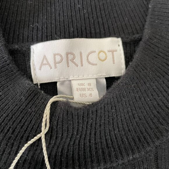 Apricot LS Mock Neck Knit Ribbed Midi Sweater Dress w Side Slit Black Sz XS NWT - Picture 9 of 16